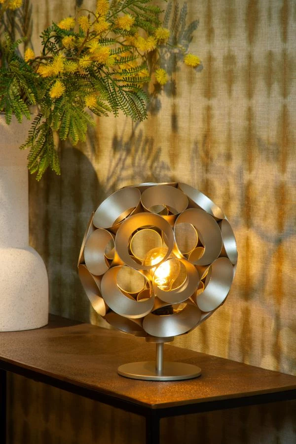 Lucide HANNELORE - Lampe de table - Ø 25 cm - 1xE27 - Or Mat / Laiton - ambiance 1
